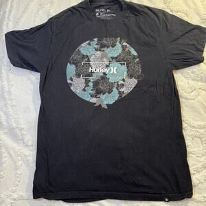Hurley Premium Fit Floral Circle Graphic Tee Youth M Black